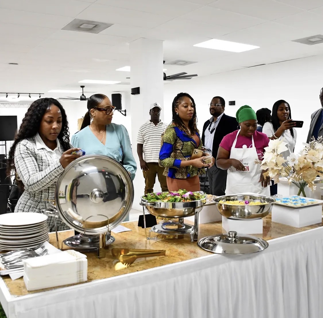 Guests serving themselves at a catered event